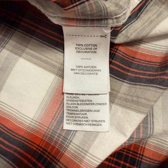 Harley-Davidson Mens Plaid Short Sleeve Button Up Shirt Orange Black White Large - Picture 7 of 10